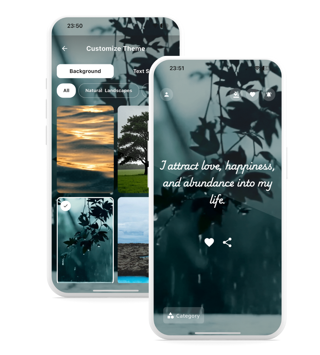 Kalm Daily Affirmations app screens
